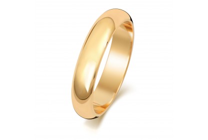 9ct Yellow Gold D Shape 4mm Heavyweight Band